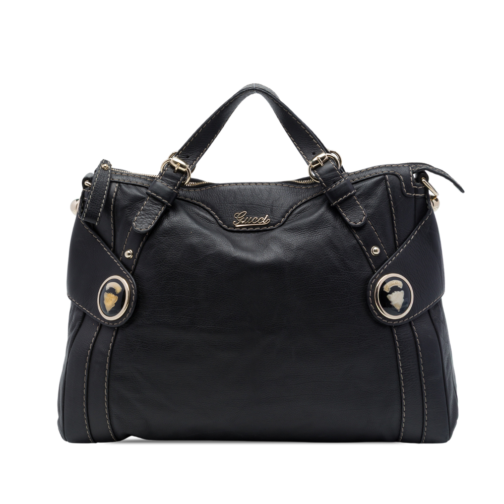 Pre-Loved Gucci Calfskin Crest Boule Top Handle Bag